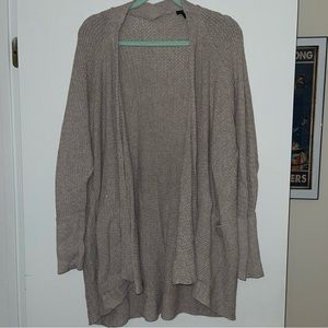 Women’s Express Knit Long Sleeve Cozy Cardigan Pockets Asymmetrical Beige Size M